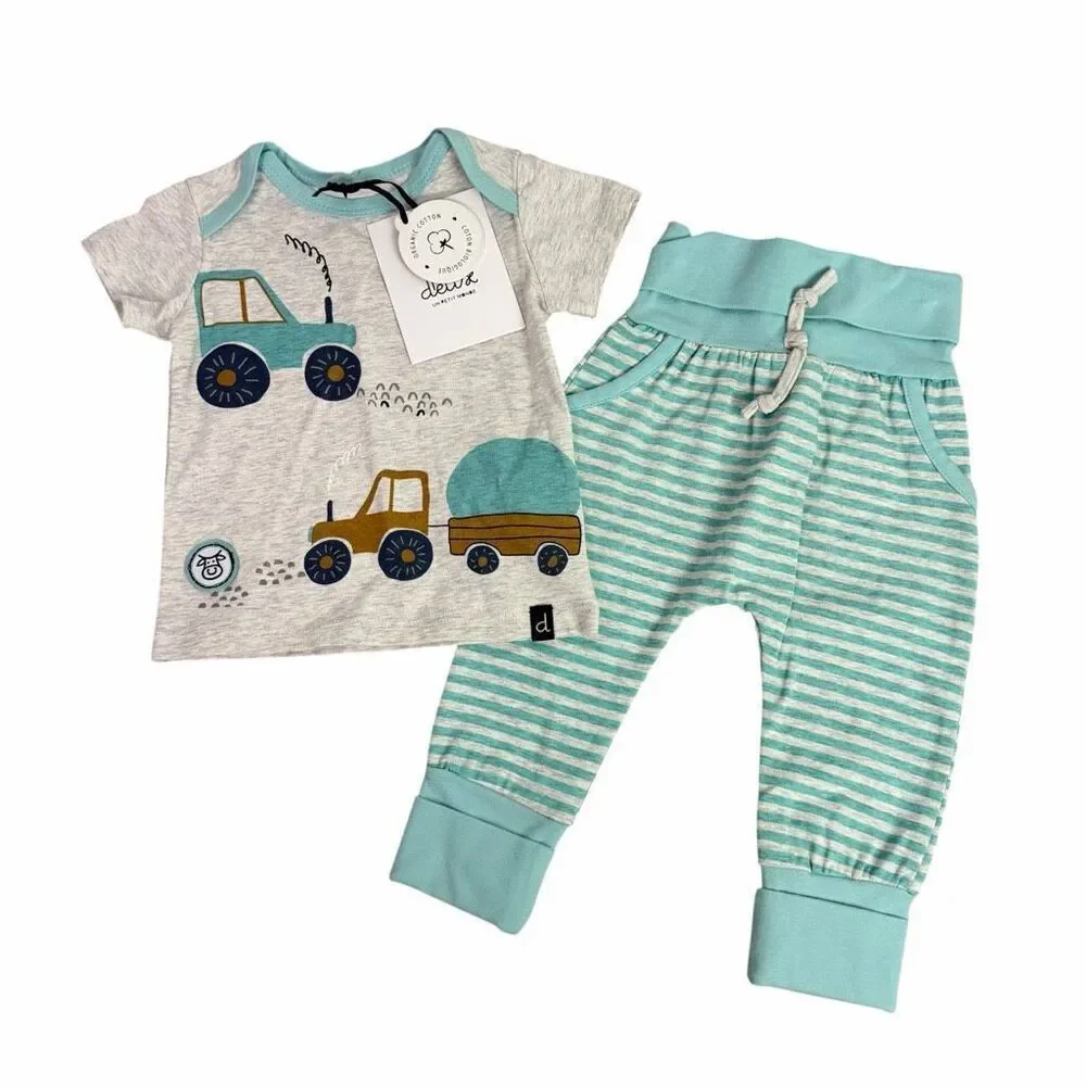 Deux par Deux Pant Top Set Green 3 Months NEW